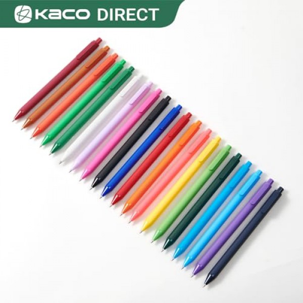 Kaco PURE 젤 펜 컬러 잉크 20 개 모듬 0.7mm, 중간 포인트, 미적 저널링 메모용 귀여운 문구 펜 Shcool 사무용품 (20 색)