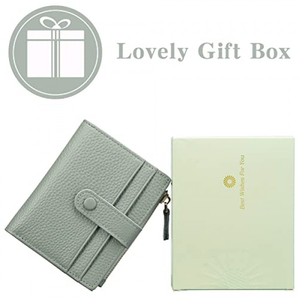 FALAN MULE 여성용 RFID 보호 지갑이 포함된 여성용 정품 가죽 지갑 소형 및 짧은 형식, Ad-grey-green