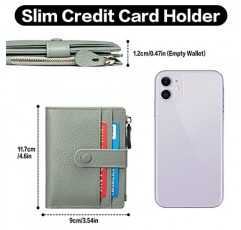 FALAN MULE 여성용 RFID 보호 지갑이 포함된 여성용 정품 가죽 지갑 소형 및 짧은 형식, Ad-grey-green