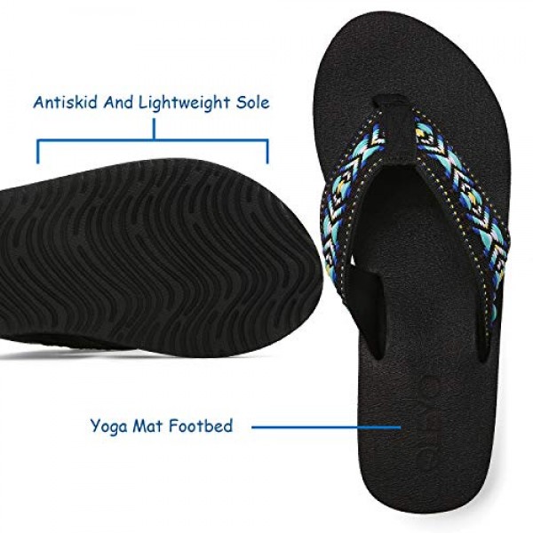 QLEYO 여성용 플랫폼 플립플롭(아치 지지대 포함), 편안한 요가 매트 웨지 플립플롭, 휴가/쇼핑몰/방황/모임을 위한 운동용 워킹 끈 슬리퍼