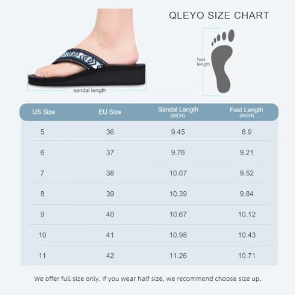 QLEYO 여성용 플랫폼 플립플롭(아치 지지대 포함), 편안한 요가 매트 웨지 플립플롭, 휴가/쇼핑몰/방황/모임을 위한 운동용 워킹 끈 슬리퍼