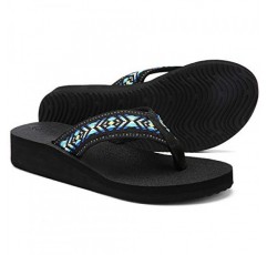 QLEYO 여성용 플랫폼 플립플롭(아치 지지대 포함), 편안한 요가 매트 웨지 플립플롭, 휴가/쇼핑몰/방황/모임을 위한 운동용 워킹 끈 슬리퍼