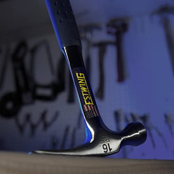 ESTWING 해머 - 매끄러운 표면 및 충격 감소 그립이 있는 16온스 직선 립 클로 - E3-16S