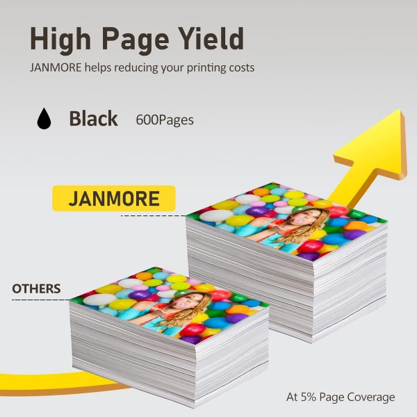 JANMORE 재생 잉크 카트리지 교체용 HP 302 302 XL, 2 검정, HP Envy 4520 4512 4516 Officejet 5252 3830 3833 4655 5255 Deskjet 1112 2130 3630 프린터 3