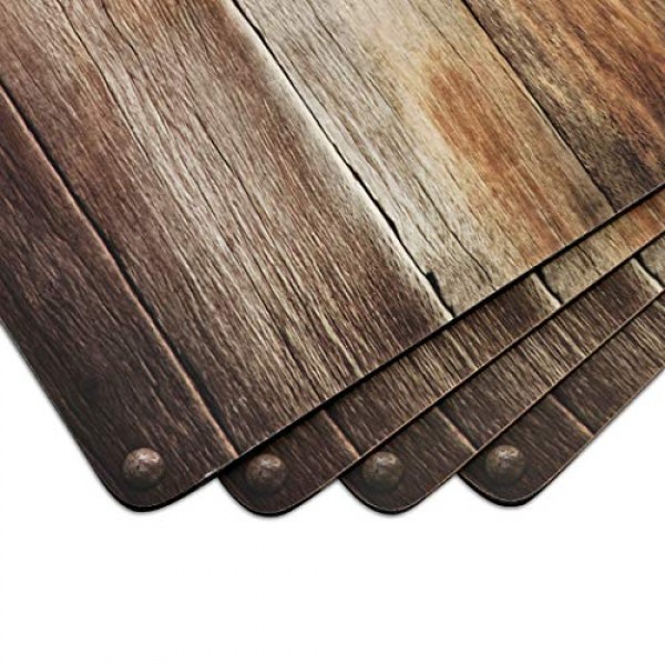 Pimpernel Lodge 컬렉션 플레이스매트 | 4개 세트 | 내열매트 | 코르크 보드 | 식탁용 하드 플레이스매트 세트 | 크기 15.7” x 11.7”