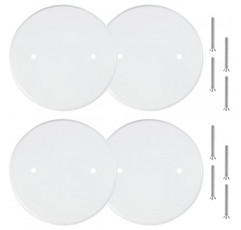 4팩 5인치 천장 커버 플레이트 금속 평면 원형 전기 커버 나사가 있는 빈 원형 ​​벽 플레이트 천장 팬 스위치 캡 커버, 구멍 간격 2.75인치, 흰색(3-1/2인치 전기 상자용