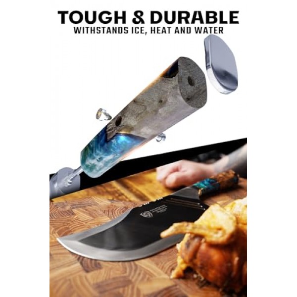 Dalstrong Valhalla Series The Ravager High Carbon 9CR18MOV Steel Massive Cleaver Kitchen Knife with Celestial Resin & Wood Handle, 9인치, 가죽 칼집 포함