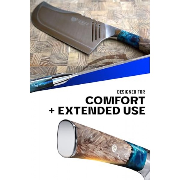 Dalstrong Valhalla Series The Ravager High Carbon 9CR18MOV Steel Massive Cleaver Kitchen Knife with Celestial Resin & Wood Handle, 9인치, 가죽 칼집 포함