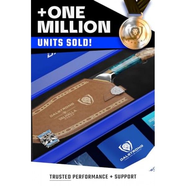 Dalstrong Valhalla Series The Ravager High Carbon 9CR18MOV Steel Massive Cleaver Kitchen Knife with Celestial Resin & Wood Handle, 9인치, 가죽 칼집 포함