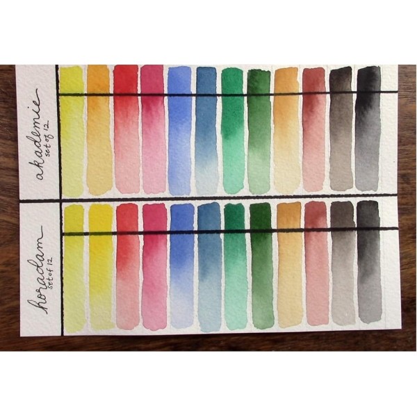 Schmincke 수채화 물감, 아카데미 수채화 물감 상자, 금속 상자, Da Vinci XS Synthetic Brush Voyage 팬이 있는 12 x 1/2