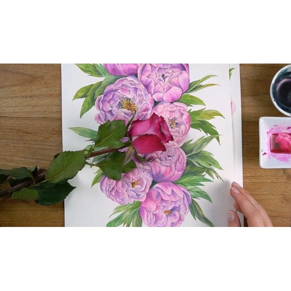 Schmincke 수채화 물감, 아카데미 수채화 물감 상자, 금속 상자, Da Vinci XS Synthetic Brush Voyage 팬이 있는 12 x 1/2