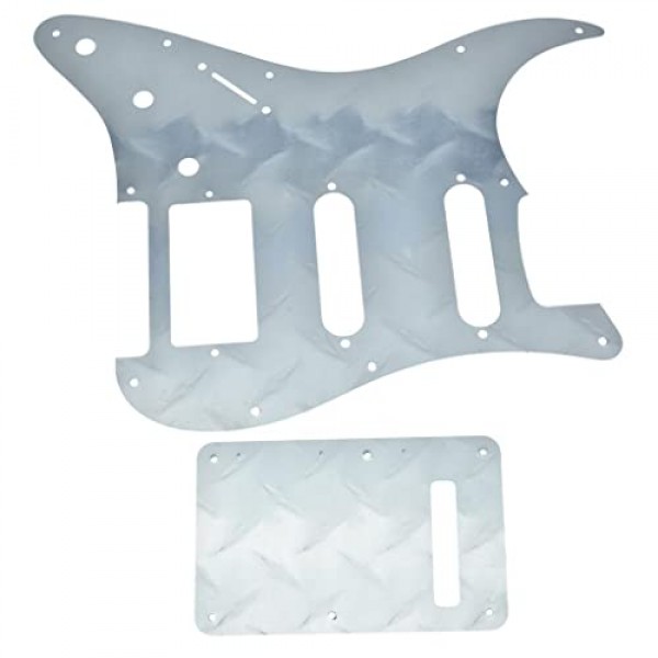 KAISH 프리미엄 다이아몬드 플레이트 11 홀 Strat HSS 픽가드 알루미늄 스크래치 플레이트 및 백플레이트 미국/멕시코 FD Stratocaster Silver용 나사가 있는 트레몰로 트렘 커버