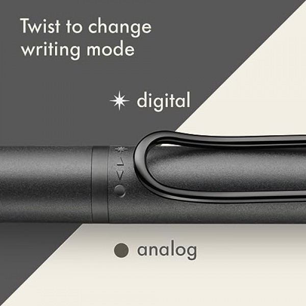 LAMY 사파리 트윈 펜 - EMR 디지털 쓰기 도구, 클래식 디자인, 터치스크린 및 종이용 듀얼 팁 스타일러스 펜, 무선 및 배터리 프리 - 스타일러스 팁이 있는 올 블랙 펜