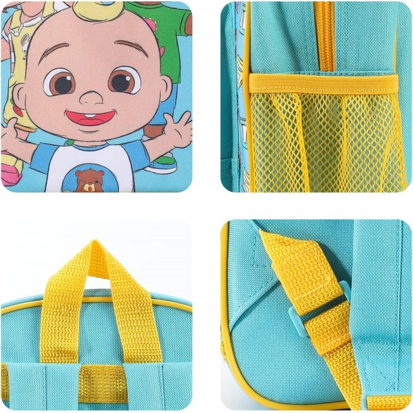 Cocomelon 키즈 배낭 학교 배낭 여행 가방 소년 소녀 사이드 메쉬 포켓과 전면 지퍼 포켓 멀티 컬러