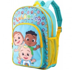 Cocomelon 키즈 배낭 학교 배낭 여행 가방 소년 소녀 사이드 메쉬 포켓과 전면 지퍼 포켓 멀티 컬러