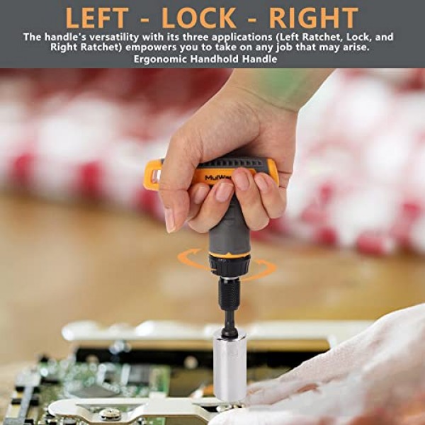 MulWark 30PC 남성용 슈퍼 범용 소켓 도구 선물 - Torx/사각형/일자형/필립스/육각형 스크루드라이버 비트가 포함된 자기 래칫 스크루드라이버 - 전원 드릴 어댑터가 있는 