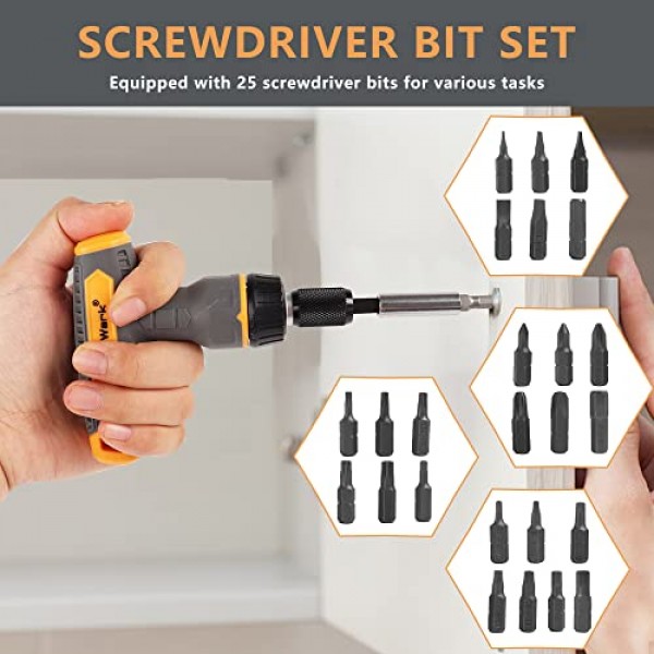 MulWark 30PC 남성용 슈퍼 범용 소켓 도구 선물 - Torx/사각형/일자형/필립스/육각형 스크루드라이버 비트가 포함된 자기 래칫 스크루드라이버 - 전원 드릴 어댑터가 있는 