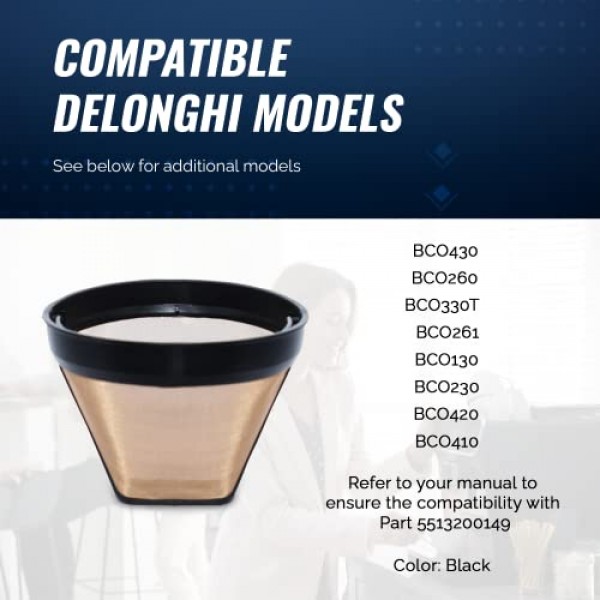 FineParts 커피 필터 교체 - Delonghi 5513200149 커피 필터 - 에스프레소 머신 및 커피 메이커 호환 - Delonghi 교체 커피 필터