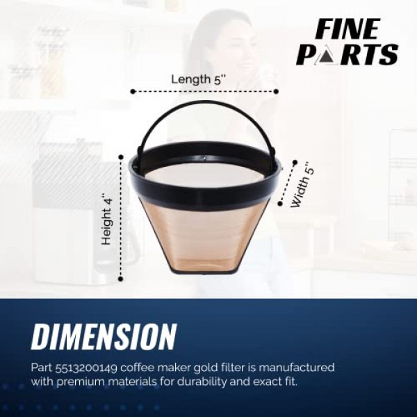 FineParts 커피 필터 교체 - Delonghi 5513200149 커피 필터 - 에스프레소 머신 및 커피 메이커 호환 - Delonghi 교체 커피 필터