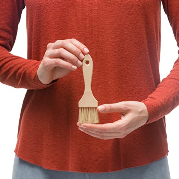 처리되지 않은 너도밤나무 손잡이가 있는 Redecker 천연 말총 플랫 페이스트리 브러시, 시침질, 글레이징 및 달걀물 도포에 적합, 6인치, 독일산