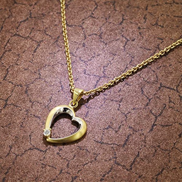 Trendor 51834 하트 펜던트, 큐빅 지르코니아 골드, 금도금 체인 여성용 마법 목걸이, 이 목걸이는 훌륭한 선물 아이디어입니다.