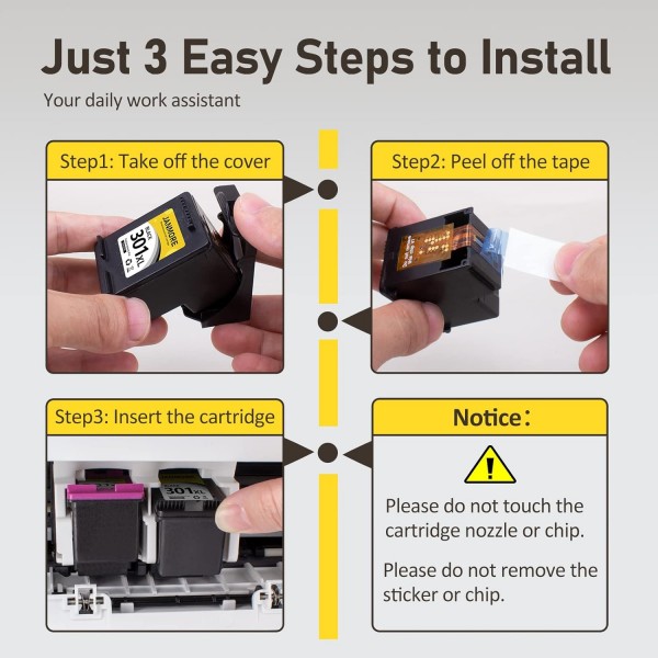 HP 301XL, 검정 및 컬러 콤보 팩용 JANMORE 재생 잉크 카트리지 교체, HP Envy 4520 4512 4516 사용 오피스젯 5252 3830 3833 4655 5255; 데스크젯 1112 2130 3630 3634 프린터