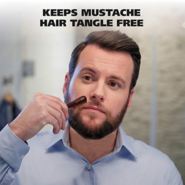 Wahl 남성용 그루밍용 작은 콧수염 빗 - 셀룰로오스 아세테이트를 사용한 수공예 및 핸드 컷 - 부드럽고 둥근 테이퍼 이빨 - 모델 3323 브라운