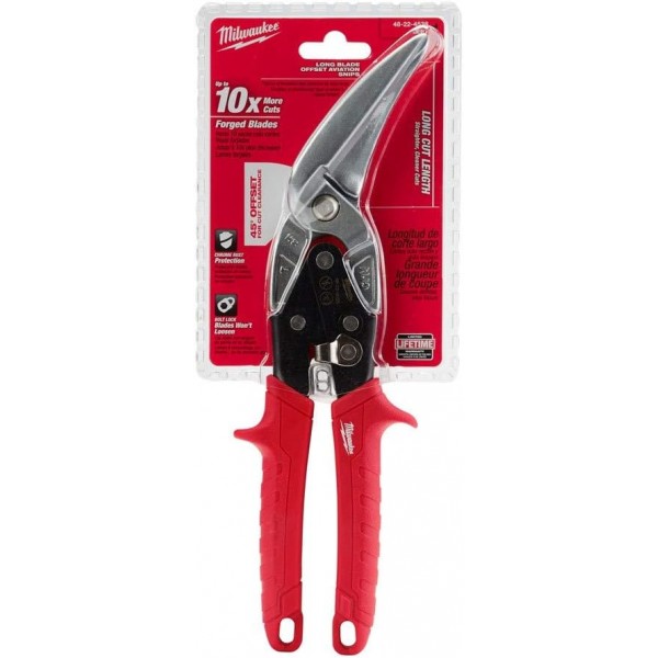 Milwaukee MHT48224538 Offset Metal Aviation Snips Left Extra Long 스트레이트 컷