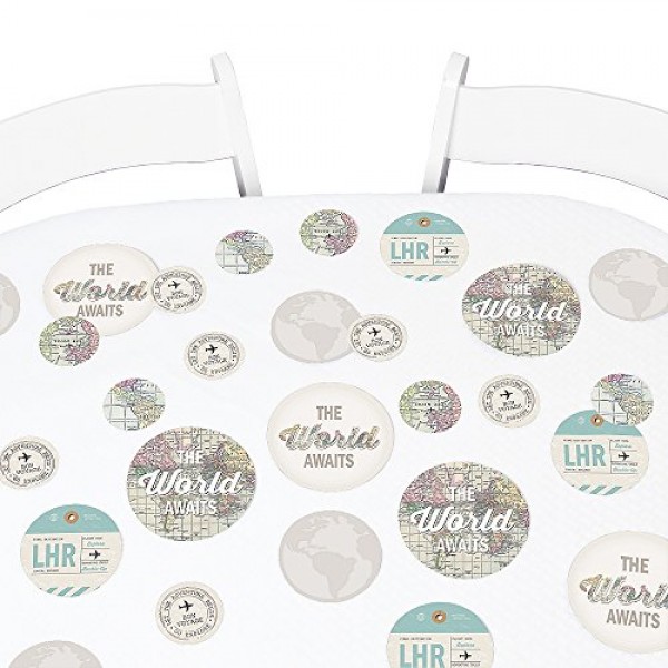 World Awaits - 여행 테마 파티 거대한 원형 색종이 - 파티 장식 - 대형 색종이 27개