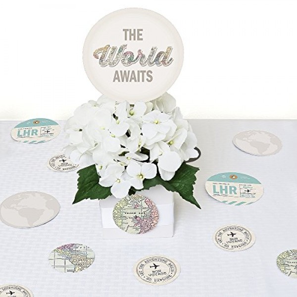 World Awaits - 여행 테마 파티 거대한 원형 색종이 - 파티 장식 - 대형 색종이 27개