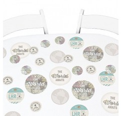 World Awaits - 여행 테마 파티 거대한 원형 색종이 - 파티 장식 - 대형 색종이 27개