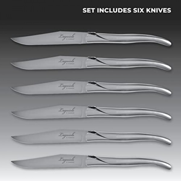 TopKnife Laguiole 스테이크 나이프 세트 - 매끄러운 가장자리 - 스테인레스 스틸 손잡이 - 6개 세트