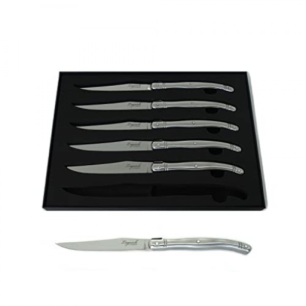 TopKnife Laguiole 스테이크 나이프 세트 - 매끄러운 가장자리 - 스테인레스 스틸 손잡이 - 6개 세트