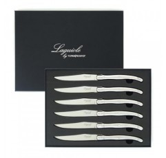 TopKnife Laguiole 스테이크 나이프 세트 - 매끄러운 가장자리 - 스테인레스 스틸 손잡이 - 6개 세트