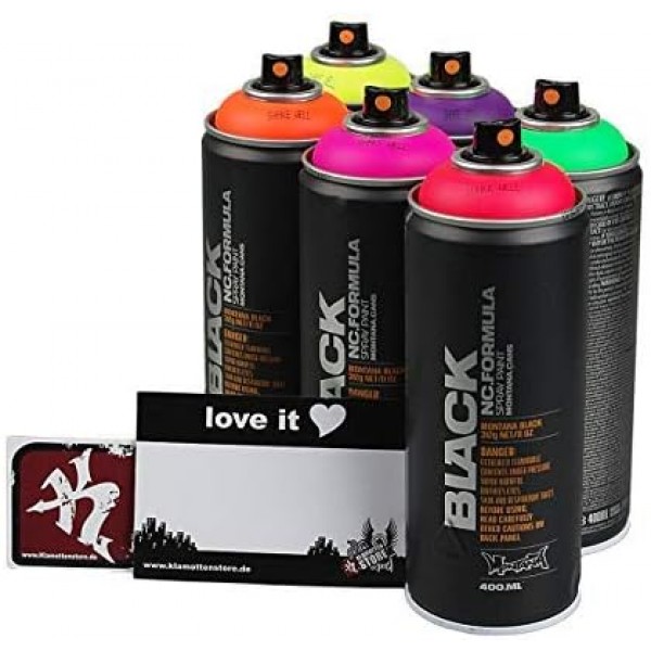 스프레이 캔 세트 Montana Black Infra 시리즈 형광 네온 컬러 6 x 400ml