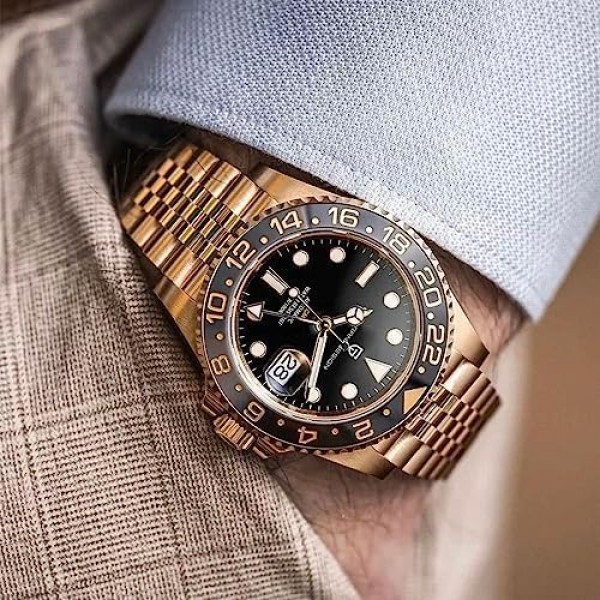 Pagani Design 남성용 기계식 시계 GMT 자동 시계 세라믹 베젤 NH34 무브먼트 시뮬레이션 스테인레스 스틸 자동 시계 남성용 선물