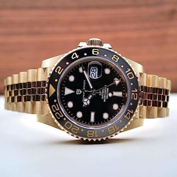 Pagani Design 남성용 기계식 시계 GMT 자동 시계 세라믹 베젤 NH34 무브먼트 시뮬레이션 스테인레스 스틸 자동 시계 남성용 선물