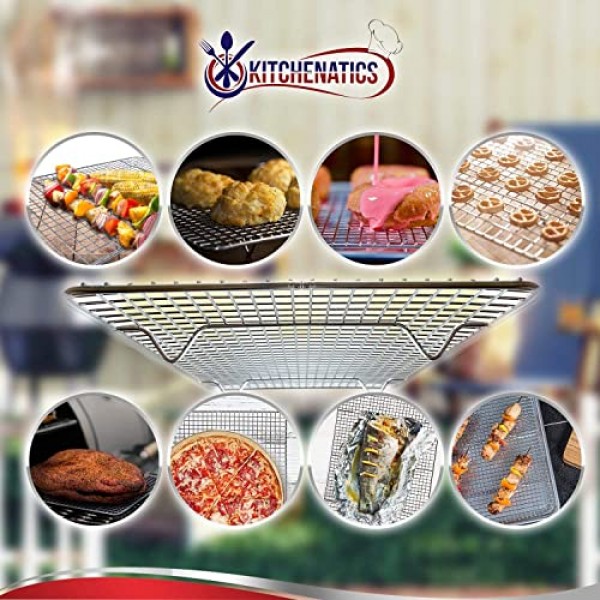 KITCHENATICS 요리 및 베이킹용 소형 쿼터 시트 냉각 랙, 오븐 안전 스테인레스 스틸 랙, 오븐 요리용 베이킹 랙, 쿼터 시트 팬에 맞는 튼튼한 쿠키 냉각 랙, 8.5