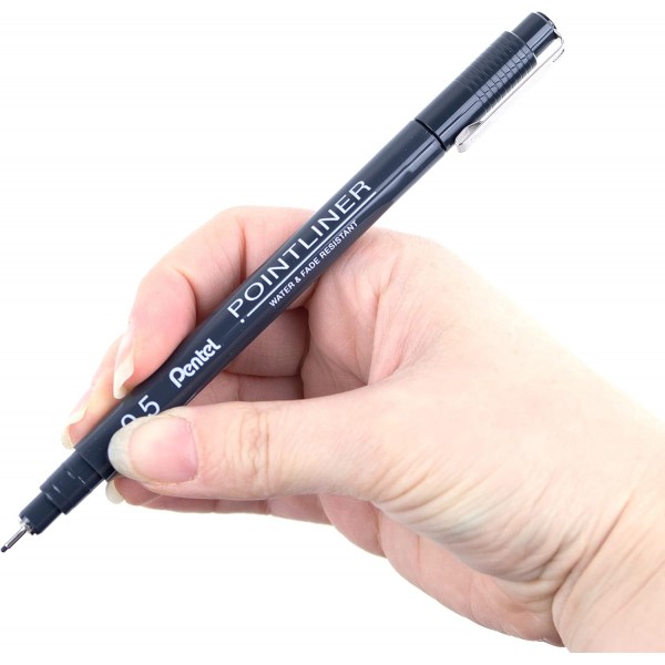 펜텔 포인트라이너 S20P-5A, 파인라이너, 블랙, 방수 및 내광성, 0.5mm 12개입