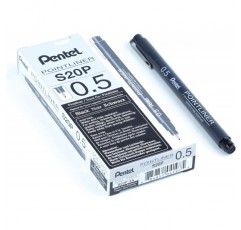 펜텔 포인트라이너 S20P-5A, 파인라이너, 블랙, 방수 및 내광성, 0.5mm 12개입