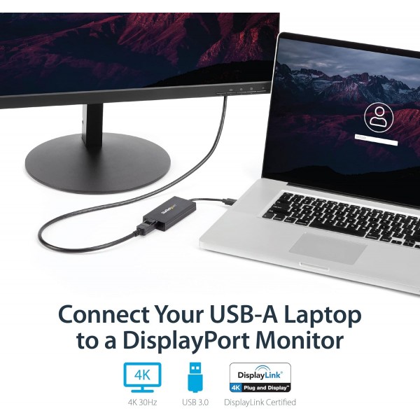 StarTech.com USB 3.0 - DisplayPort 어댑터 4K Ultra HD, DisplayLink 인증, 외부 그래픽 카드가 있는 비디오 컨버터 - Mac 및 Windows(USB32DP4K) USB 3.0 - DP 4K(Mac 및 Win) 어댑터
