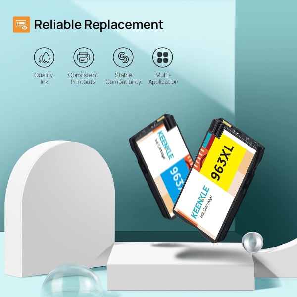 3YP35AE 963XL 대용량 재생산 잉크 카트리지, 검정/청록/자홍/노랑 4팩, OfficeJet Pro 9010 9012 9013 9014 9015 9016 9018 90919 2020
