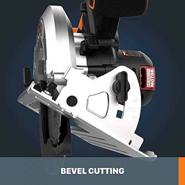 Worx Nitro WX520L.9 20V 전력 공유 7.25인치 무선 원형톱, 브러시리스 모터 포함(공구만)