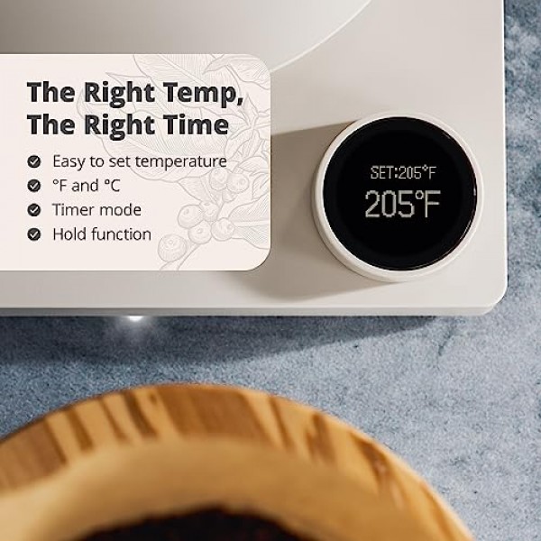 Greater Goods 균형 잡힌 손잡이가 있는 전기 구즈넥 주전자, 차와 커피에 적합, 세인트루이스에서 디자인, 1200와트(자작나무 흰색)