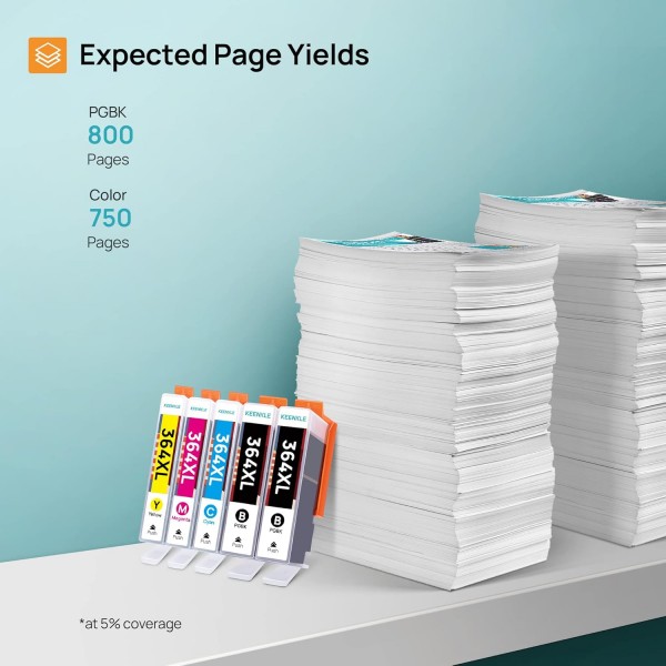 Keenkle 364XL 멀티팩 잉크 카트리지 교체 HP 364 XL for Deskjet 3520 3070A Deskjet 3070A Officejet 4620 4622 Photosmart 5520 5510 5511 5512 5515 5526 525010