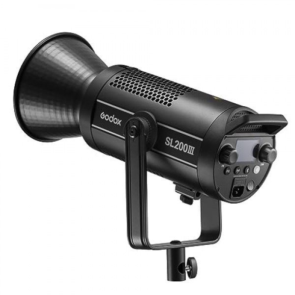 Godox SL200III 일광 LED 비디오 조명, 200W 95600Lux @1M CRI 96+TLCI 97+ Bowens Mount LED 연속 조명, 8가지 FX 효과 및 무음 모드 및 RC-A6 리모컨이 포함된 전문 ​​스튜디오 조명