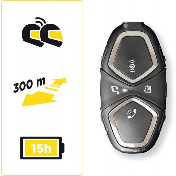 인터폰 CellularLine CONNECT | 1개 | 오토바이용 블루투스 통신 시스템 - 최대 2인 탑승, 300Mt 범위 - 통화 12시간, 대기 40일 - 라디오 - GPS - 방수 IP67