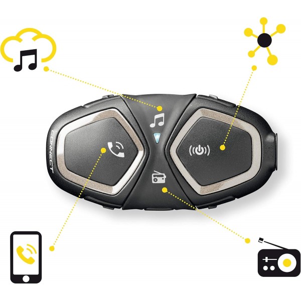 인터폰 CellularLine CONNECT | 1개 | 오토바이용 블루투스 통신 시스템 - 최대 2인 탑승, 300Mt 범위 - 통화 12시간, 대기 40일 - 라디오 - GPS - 방수 IP67