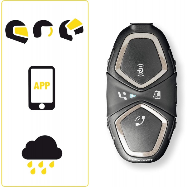 인터폰 CellularLine CONNECT | 1개 | 오토바이용 블루투스 통신 시스템 - 최대 2인 탑승, 300Mt 범위 - 통화 12시간, 대기 40일 - 라디오 - GPS - 방수 IP67