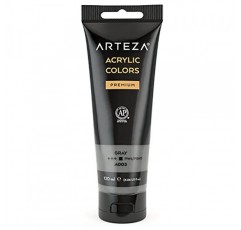 ARTEZA 아크릴 페인트 회색 색상(120ml 파우치, 튜브), 풍부한 안료, 변색 방지, 무독성, 예술가 및 취미 화가용 단색 페인트